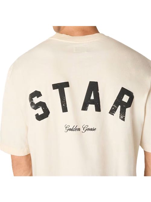 Golden Goose T-shirt Unisex Star in cotone bianco vintage con stampa nera sul retro Golden Goose | GUP01873P00241811616